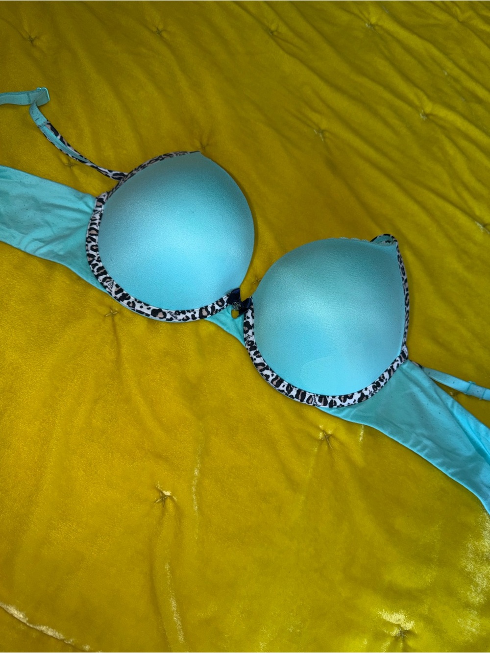 Vintage VS aqua Push-Up Bra with Leopard Trim 32D